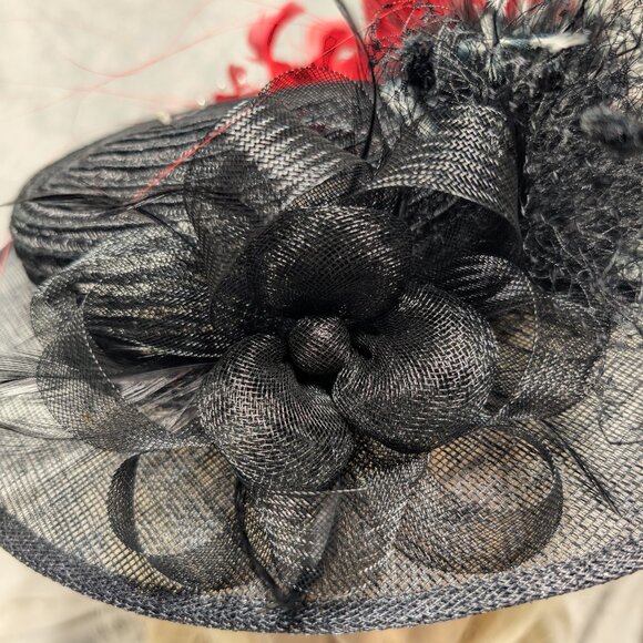 Dramatic Black and Red Hat - Picture 3 of 4